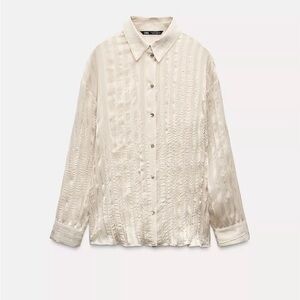 Zara Light Beige Textured Blouse